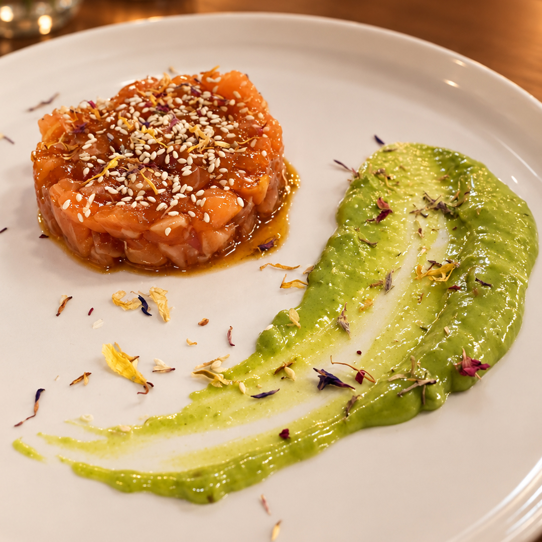 Tartare di salmone: una delle proposte di San Michele per la pausa pranzo